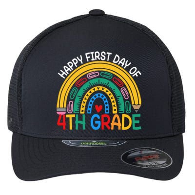 Happy First Day Of 4Th Grade Rainbow Team Fourth Grade Funny Gift Flexfit Unipanel Trucker Cap