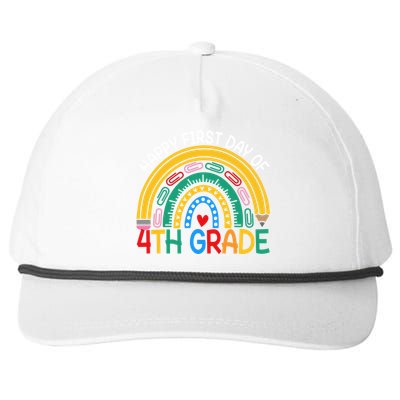 Happy First Day Of 4Th Grade Rainbow Team Fourth Grade Funny Gift Snapback Five-Panel Rope Hat