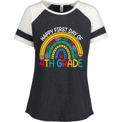 Happy First Day Of 4Th Grade Rainbow Team Fourth Grade Funny Gift Enza Ladies Jersey Colorblock Tee