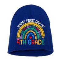 Happy First Day Of 4Th Grade Rainbow Team Fourth Grade Funny Gift Short Acrylic Beanie