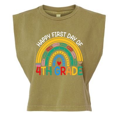 Happy First Day Of 4Th Grade Rainbow Team Fourth Grade Funny Gift Garment-Dyed Women's Muscle Tee