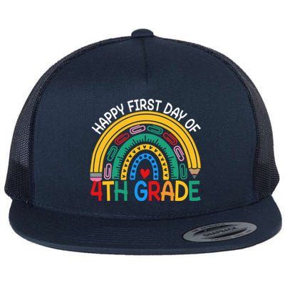 Happy First Day Of 4Th Grade Rainbow Team Fourth Grade Funny Gift Flat Bill Trucker Hat