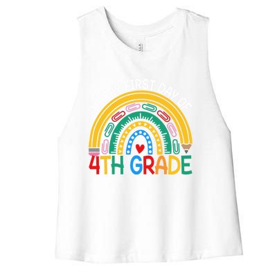 Happy First Day Of 4Th Grade Rainbow Team Fourth Grade Funny Gift Women's Racerback Cropped Tank