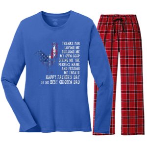 Happy FatherS Day To The Best Chicken Dad Women's Long Sleeve Flannel Pajama Set 