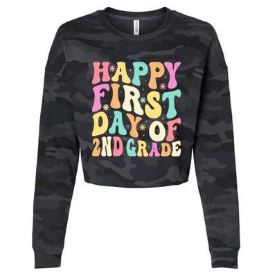 Happy First Day Of 2nd Grade Teachers Back To School Cropped Pullover Crew