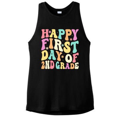 Happy First Day Of 2nd Grade Teachers Back To School Ladies PosiCharge Tri-Blend Wicking Tank