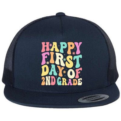 Happy First Day Of 2nd Grade Teachers Back To School Flat Bill Trucker Hat