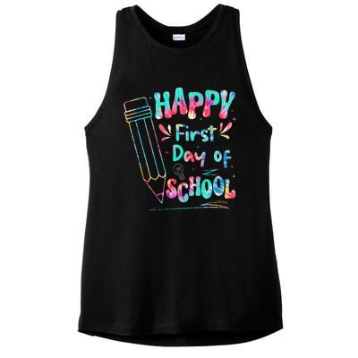 Happy First Day Of School Summers Out For School Ladies PosiCharge Tri-Blend Wicking Tank