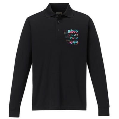 Happy First Day Of School Summers Out For School Performance Long Sleeve Polo