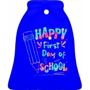 Happy First Day Of School Summers Out For School Ceramic Bell Ornament