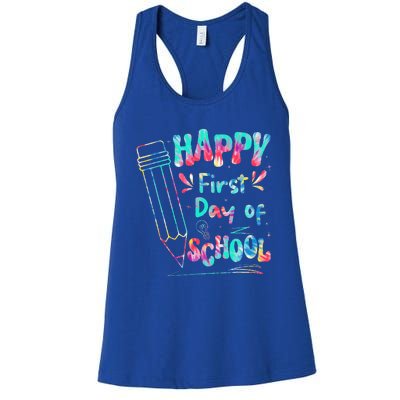 Happy First Day Of School Summers Out For School Women's Racerback Tank