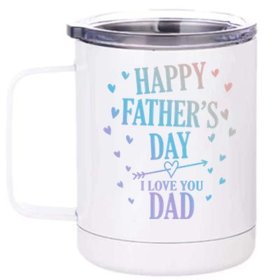 Happy Fathers Day I Love You Dad Papa Gift 12 oz Stainless Steel Tumbler Cup