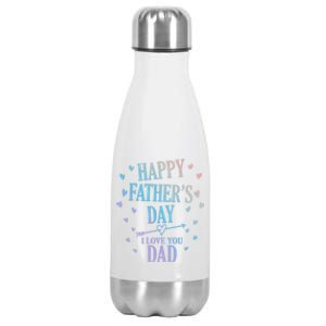 Happy Fathers Day I Love You Dad Papa Gift Stainless Steel Insulated Water Bottle