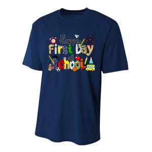 Happy First Day Of School Teachers Students Back To School Performance Sprint T-Shirt