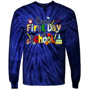 Happy First Day Of School Teachers Students Back To School Tie-Dye Long Sleeve Shirt