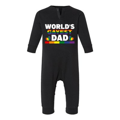 Happy FatherS Day WorldS Gayest Dad Pride Lgbt Cool Gift Infant Fleece One Piece