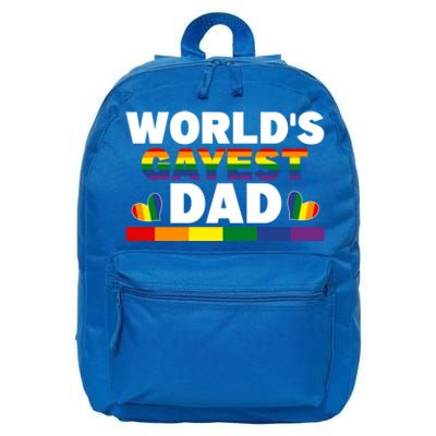 Happy FatherS Day WorldS Gayest Dad Pride Lgbt Cool Gift 16 in Basic Backpack