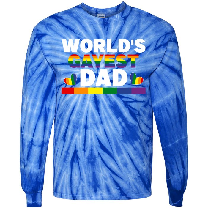 Happy FatherS Day WorldS Gayest Dad Pride Lgbt Cool Gift Tie-Dye Long Sleeve Shirt