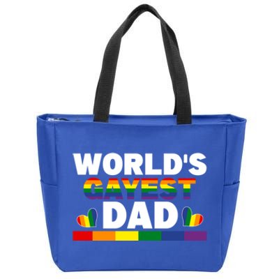 Happy FatherS Day WorldS Gayest Dad Pride Lgbt Cool Gift Zip Tote Bag