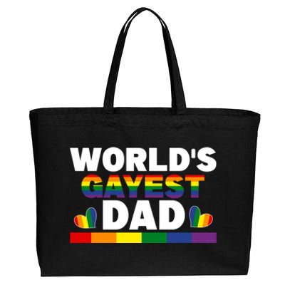 Happy FatherS Day WorldS Gayest Dad Pride Lgbt Cool Gift Cotton Canvas Jumbo Tote