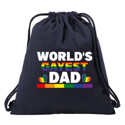 Happy FatherS Day WorldS Gayest Dad Pride Lgbt Cool Gift Drawstring Bag