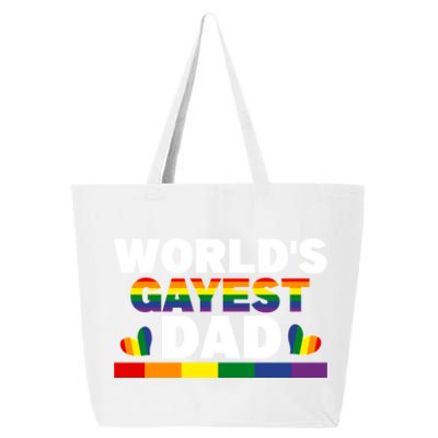 Happy FatherS Day WorldS Gayest Dad Pride Lgbt Cool Gift 25L Jumbo Tote