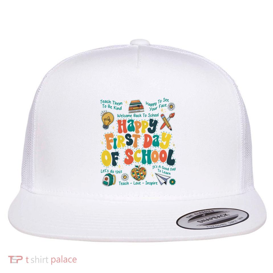 Happy First Day Of School Bruh We Back Flat Bill Trucker Hat