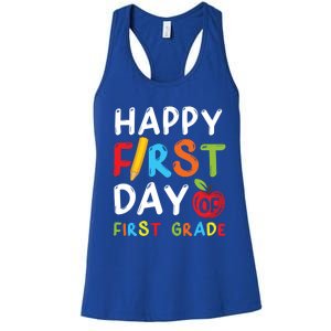 Happy First Day Of First Grade Student Teacher 1St Grade Gift Women's Racerback Tank