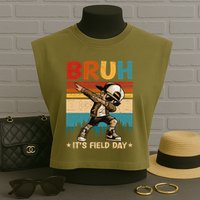 Happy Field Day Dabbing Bruh Its Field Day Teacher Gift Garment-Dyed Women's Muscle Tee