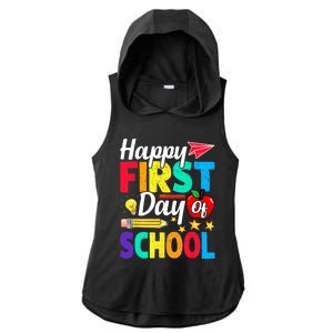 Happy First Day Of School Cute Funny Back To School Ladies PosiCharge Tri-Blend Wicking Draft Hoodie Tank