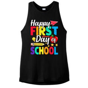 Happy First Day Of School Cute Funny Back To School Ladies PosiCharge Tri-Blend Wicking Tank