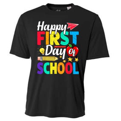 Happy First Day Of School Cute Funny Back To School Cooling Performance Crew T-Shirt