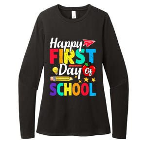 Happy First Day Of School Cute Funny Back To School Womens CVC Long Sleeve Shirt