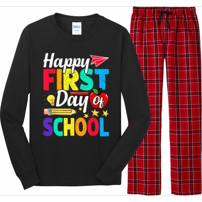 Happy First Day Of School Cute Funny Back To School Long Sleeve Pajama Set