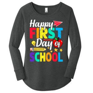 Happy First Day Of School Cute Funny Back To School Women's Perfect Tri Tunic Long Sleeve Shirt