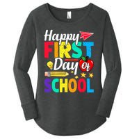 Happy First Day Of School Cute Funny Back To School Women's Perfect Tri Tunic Long Sleeve Shirt