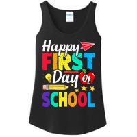 Happy First Day Of School Cute Funny Back To School Ladies Essential Tank