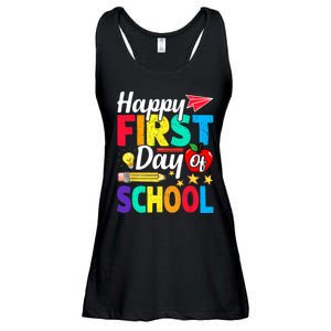 Happy First Day Of School Cute Funny Back To School Ladies Essential Flowy Tank