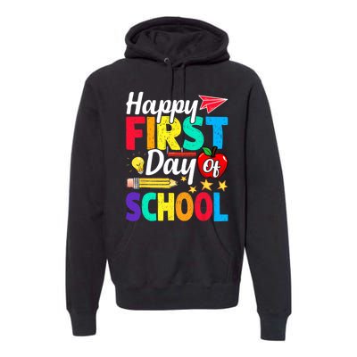 Happy First Day Of School Cute Funny Back To School Premium Hoodie