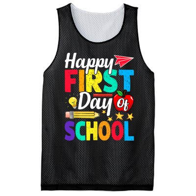 Happy First Day Of School Cute Funny Back To School Mesh Reversible Basketball Jersey Tank