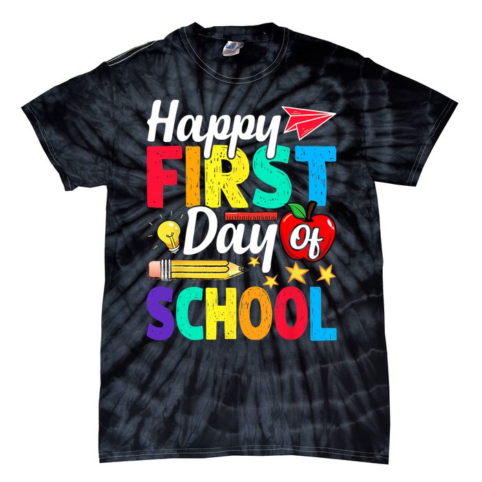 Happy First Day Of School Cute Funny Back To School Tie-Dye T-Shirt