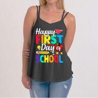 Happy First Day Of School Cute Funny Back To School Women's Strappy Tank