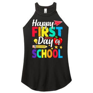 Happy First Day Of School Cute Funny Back To School Women's Perfect Tri Rocker Tank