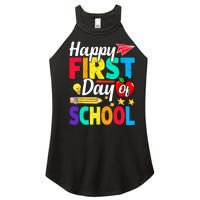 Happy First Day Of School Cute Funny Back To School Women's Perfect Tri Rocker Tank