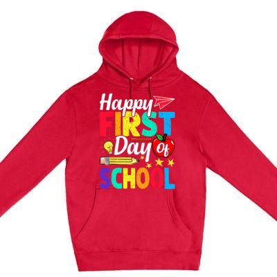 Happy First Day Of School Cute Funny Back To School Premium Pullover Hoodie