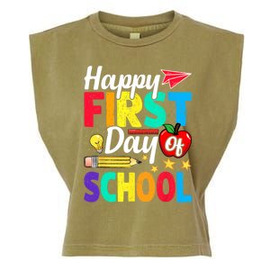 Happy First Day Of School Cute Funny Back To School Garment-Dyed Women's Muscle Tee