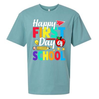 Happy First Day Of School Cute Funny Back To School Sueded Cloud Jersey T-Shirt