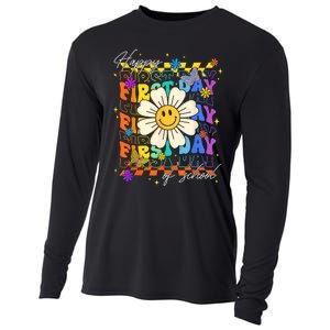 Happy First Day Of School Cute Funny Back To School Cooling Performance Long Sleeve Crew