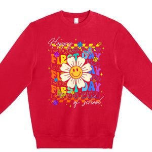 Happy First Day Of School Cute Funny Back To School Premium Crewneck Sweatshirt