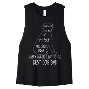 Happy Fathers Day Dog Dad Thanks For Picking Up My Poop Women's Racerback Cropped Tank